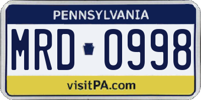 PA license plate MRD0998