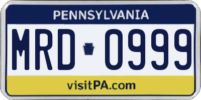 PA license plate MRD0999