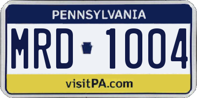 PA license plate MRD1004