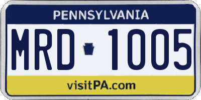 PA license plate MRD1005