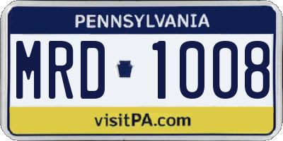 PA license plate MRD1008