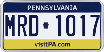 PA license plate MRD1017