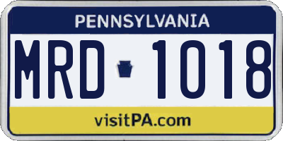 PA license plate MRD1018