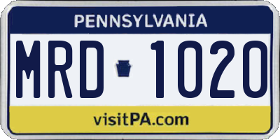 PA license plate MRD1020