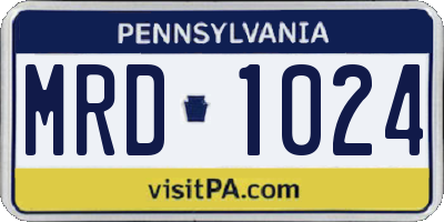 PA license plate MRD1024
