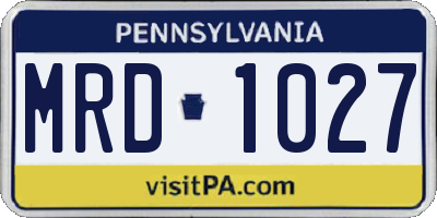 PA license plate MRD1027