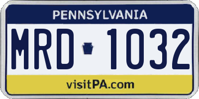 PA license plate MRD1032