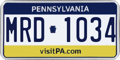 PA license plate MRD1034