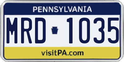 PA license plate MRD1035
