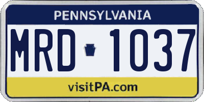 PA license plate MRD1037