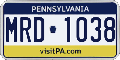 PA license plate MRD1038