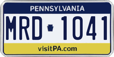 PA license plate MRD1041