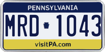 PA license plate MRD1043