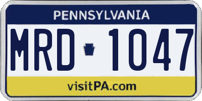 PA license plate MRD1047