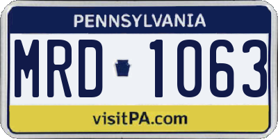 PA license plate MRD1063