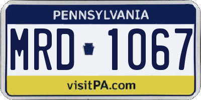 PA license plate MRD1067