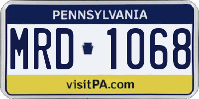 PA license plate MRD1068