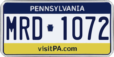 PA license plate MRD1072