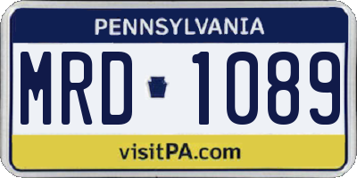 PA license plate MRD1089