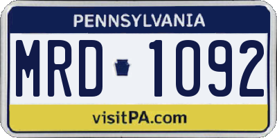 PA license plate MRD1092