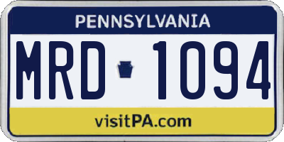 PA license plate MRD1094