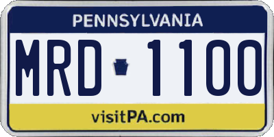 PA license plate MRD1100