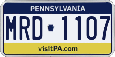 PA license plate MRD1107