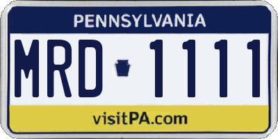 PA license plate MRD1111