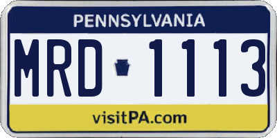 PA license plate MRD1113