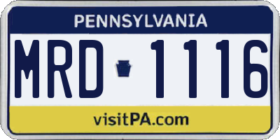 PA license plate MRD1116