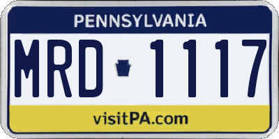 PA license plate MRD1117