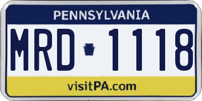PA license plate MRD1118