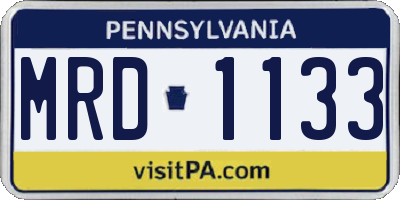 PA license plate MRD1133