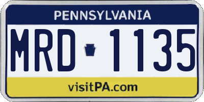 PA license plate MRD1135