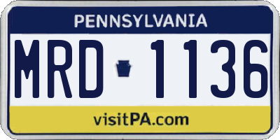 PA license plate MRD1136