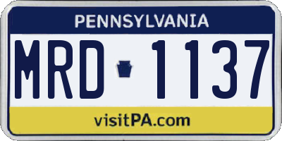 PA license plate MRD1137
