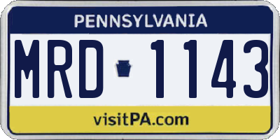 PA license plate MRD1143