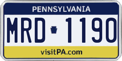 PA license plate MRD1190