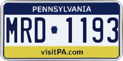 PA license plate MRD1193