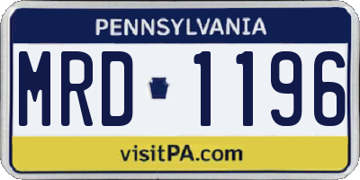 PA license plate MRD1196