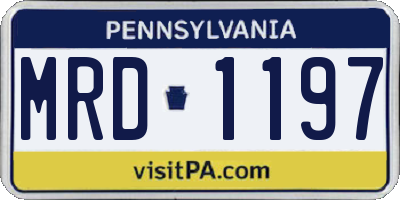 PA license plate MRD1197
