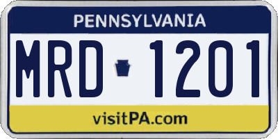 PA license plate MRD1201