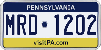 PA license plate MRD1202