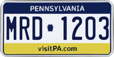 PA license plate MRD1203
