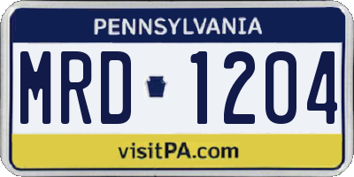 PA license plate MRD1204