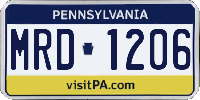 PA license plate MRD1206