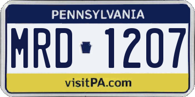 PA license plate MRD1207