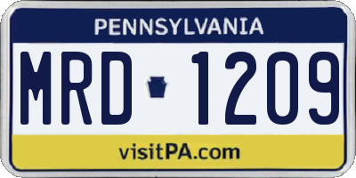PA license plate MRD1209