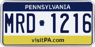 PA license plate MRD1216