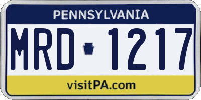 PA license plate MRD1217
